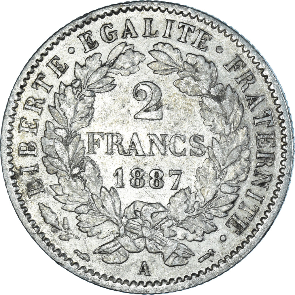 Coin, France, Cérès, 2 Francs, 1887, Paris, AU(55-58), Silver, KM:817.1
