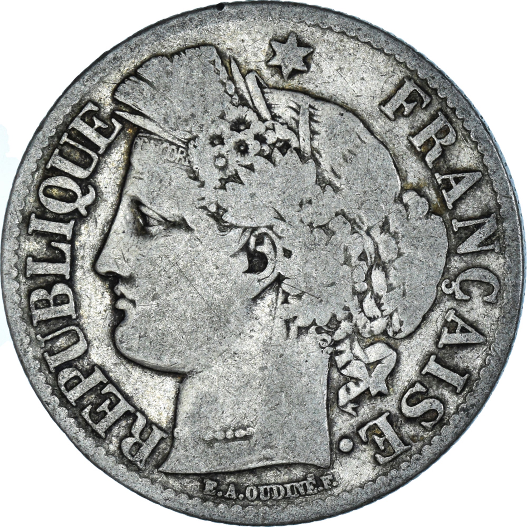 Coin, France, Cérès, 2 Francs, 1871, Paris, Petit A, VF(20-25), Silver