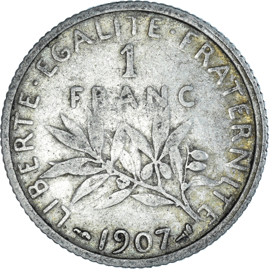 Monnaie, France, Semeuse, Franc, 1907, Paris, TTB, Argent, Gadoury:467, KM:844.1