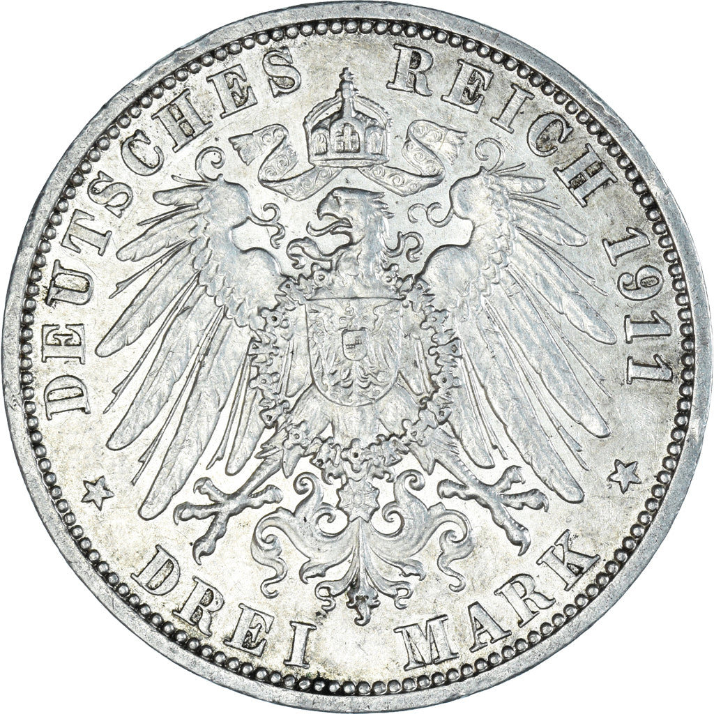 Moneda, Estados alemanes, PRUSSIA, Wilhelm II, 3 Mark, 1911, Berlin, EBC, Plata