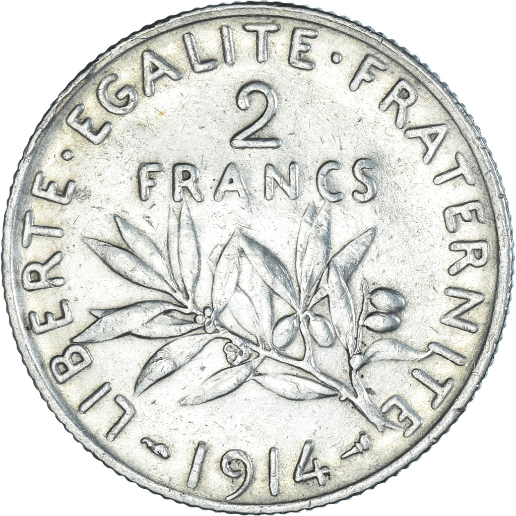 Coin, France, Semeuse, 2 Francs, 1914, Paris, AU(55-58), Silver, KM:845.1