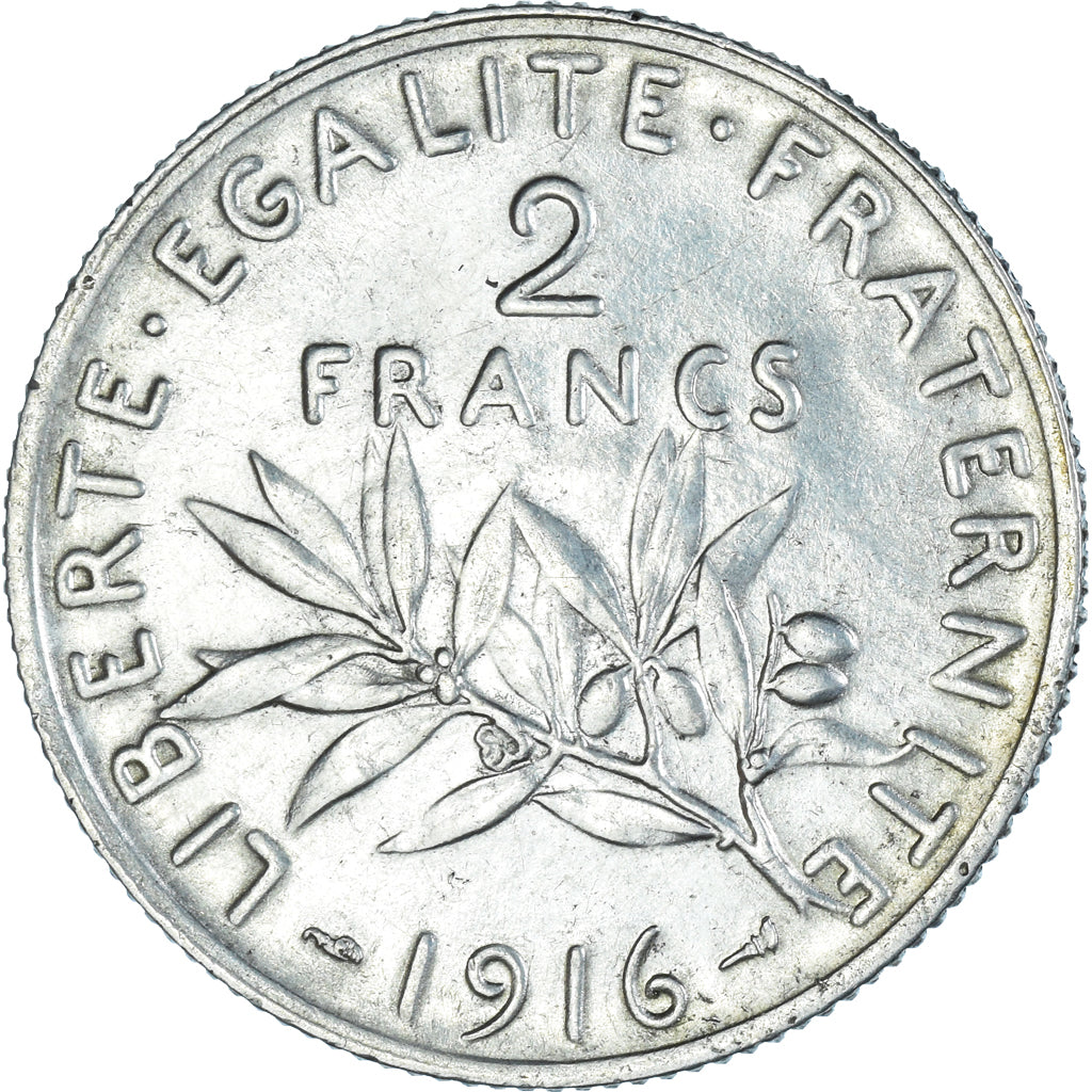 Coin, France, Semeuse, 2 Francs, 1916, Paris, AU(55-58), Silver, KM:845.1