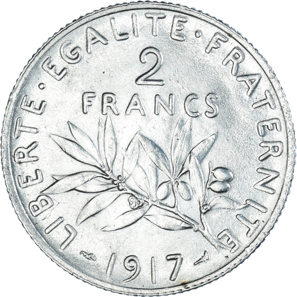 Coin, France, Semeuse, 2 Francs, 1917, Paris, MS(63), Silver, KM:845.1
