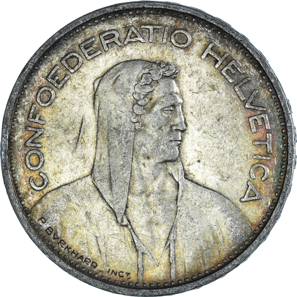 Coin, Switzerland, 5 Francs, 1937, Bern, EF(40-45), Silver, KM:40