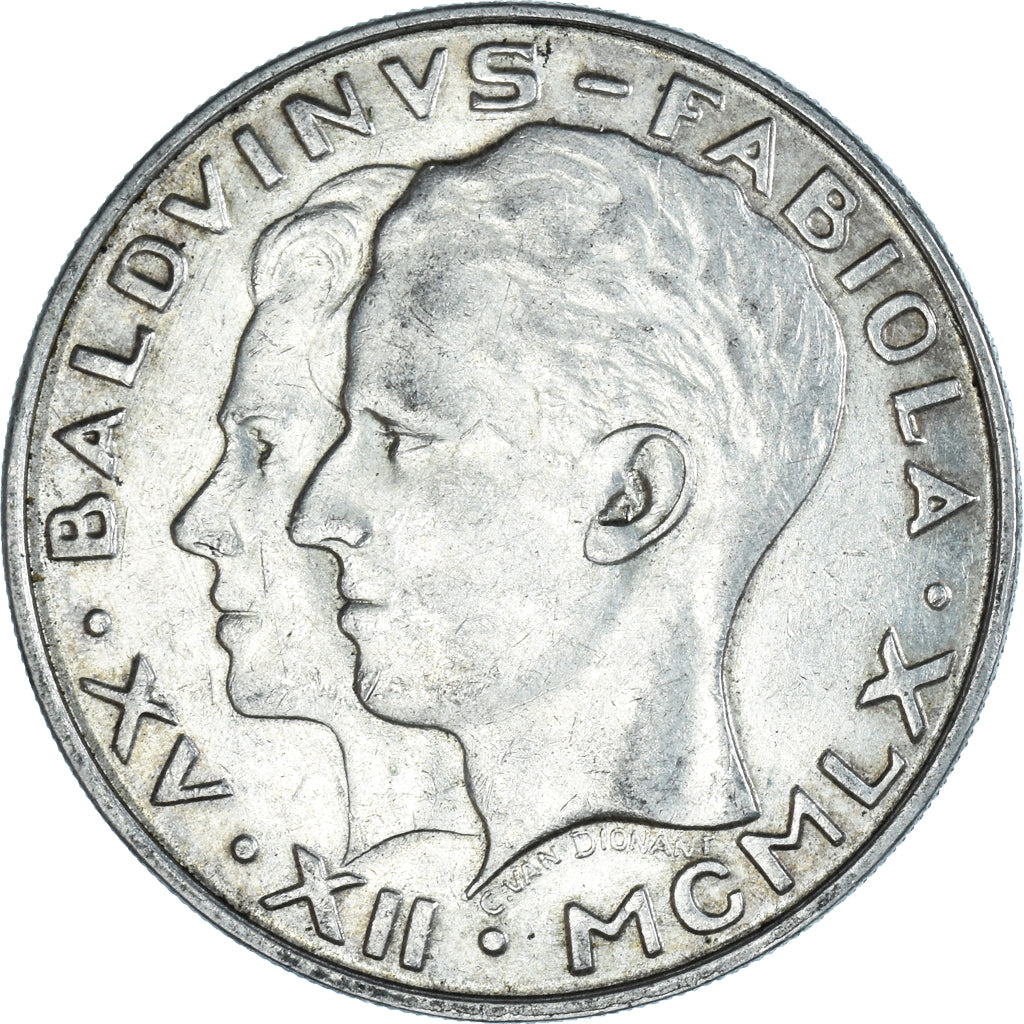 Coin, Belgium, Baudouin I, 50 Francs, 50 Frank, 1960, AU(50-53), Silver