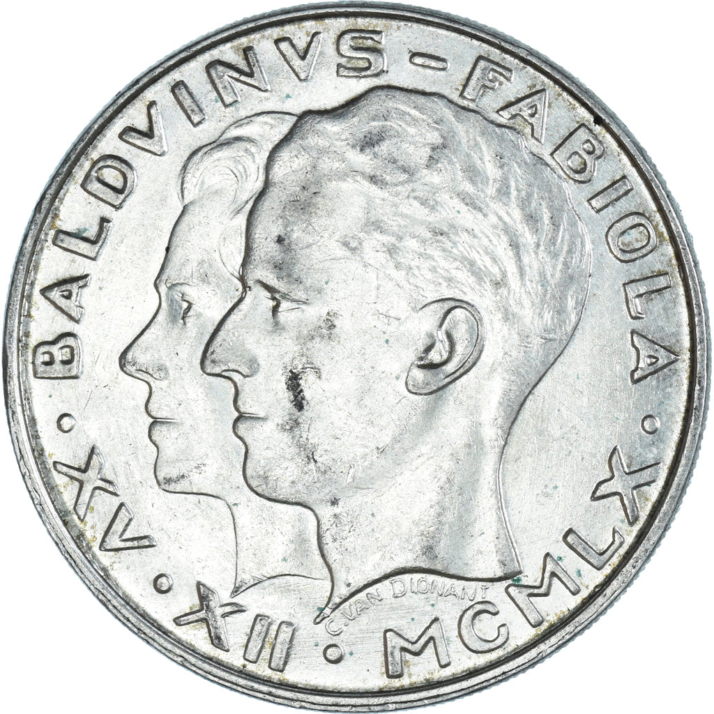 Coin, Belgium, Baudouin I, 50 Francs, 50 Frank, 1960, AU(55-58), Silver