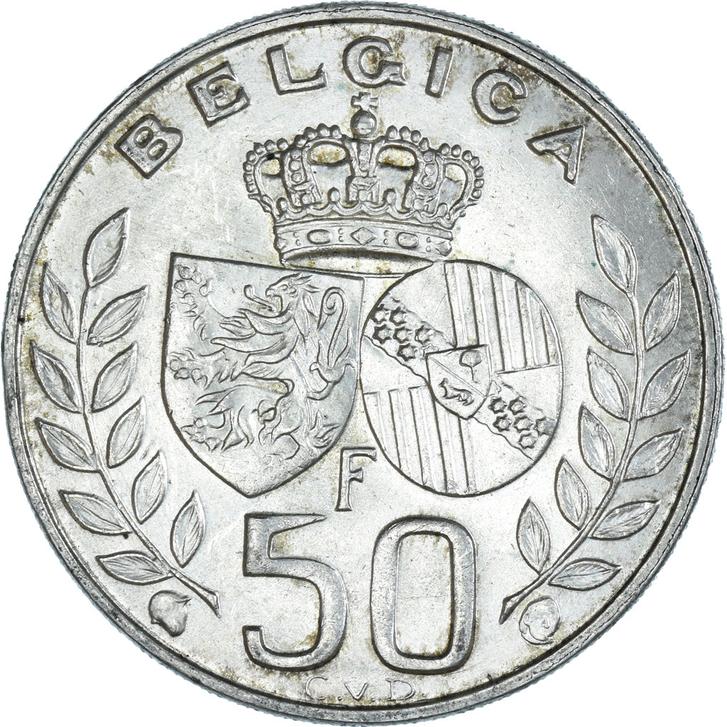 Coin, Belgium, Baudouin I, 50 Francs, 50 Frank, 1960, AU(55-58), Silver