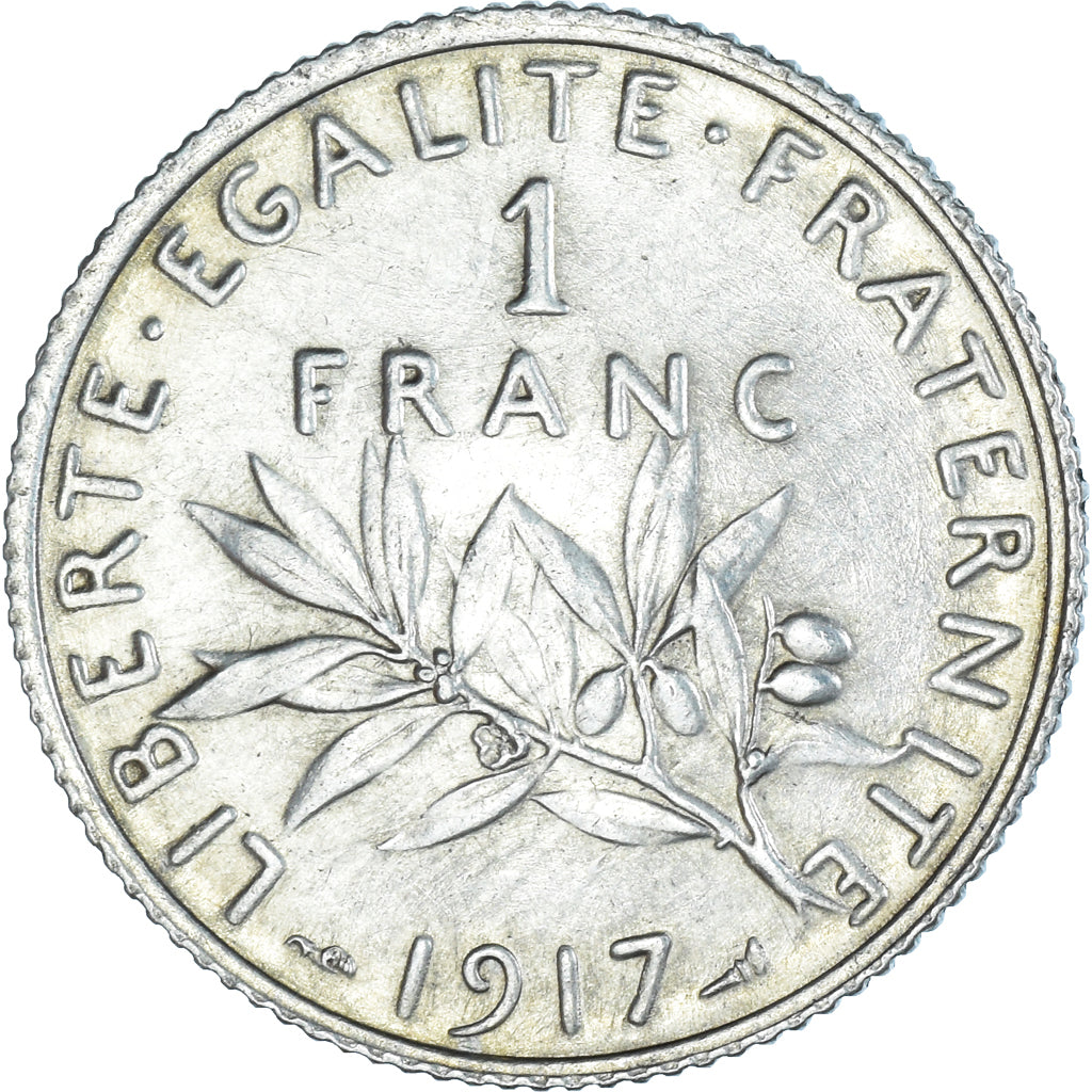 Coin, France, Semeuse, Franc, 1917, Paris, MS(60-62), Silver, KM:844.1