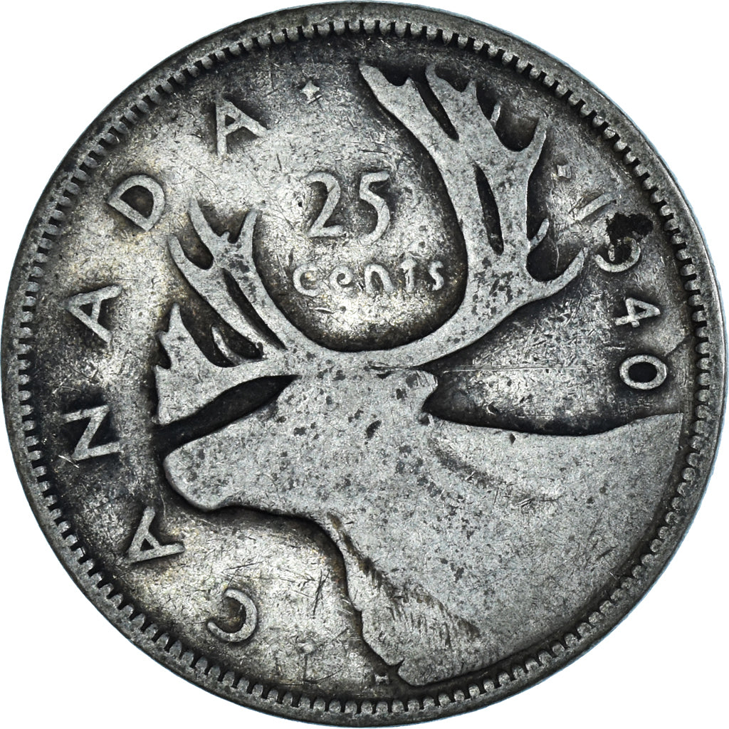 Coin, Canada, George VI, 25 Cents, 1940, Royal Canadian Mint, Ottawa, VF(20-25)