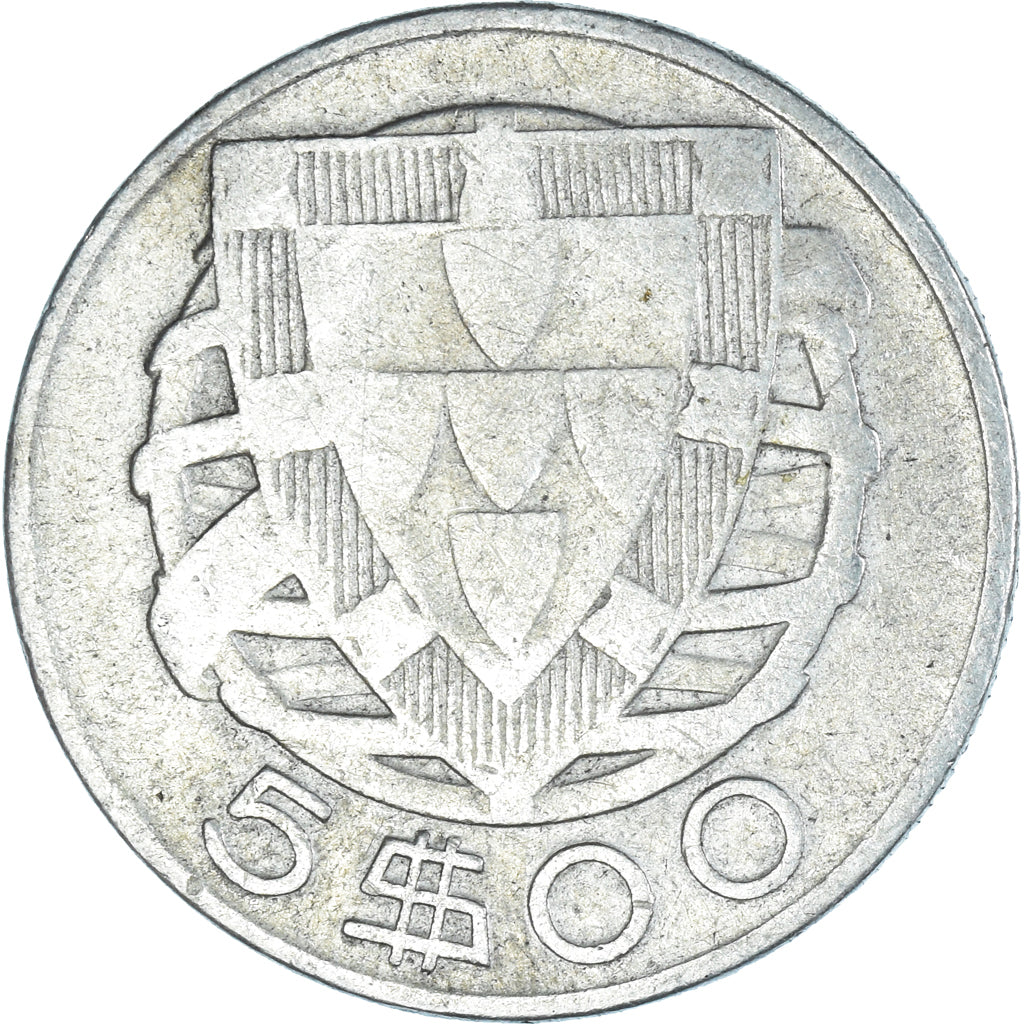 Coin, Portugal, 5 Escudos, 1946, VF(20-25), Silver, KM:581