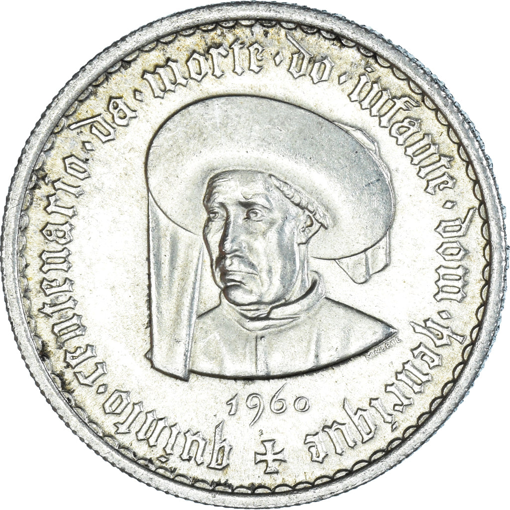 Coin, Portugal, 5 Escudos, 1960, Lisbon, MS(63), Silver, KM:587