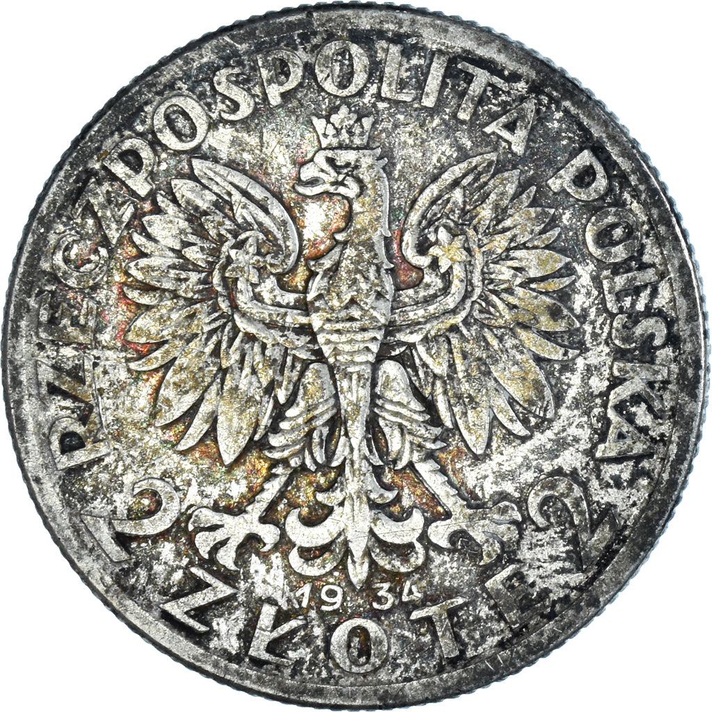 Coin, Poland, 2 Zlote, 1934, Warsaw, VF(30-35), Silver, KM:20