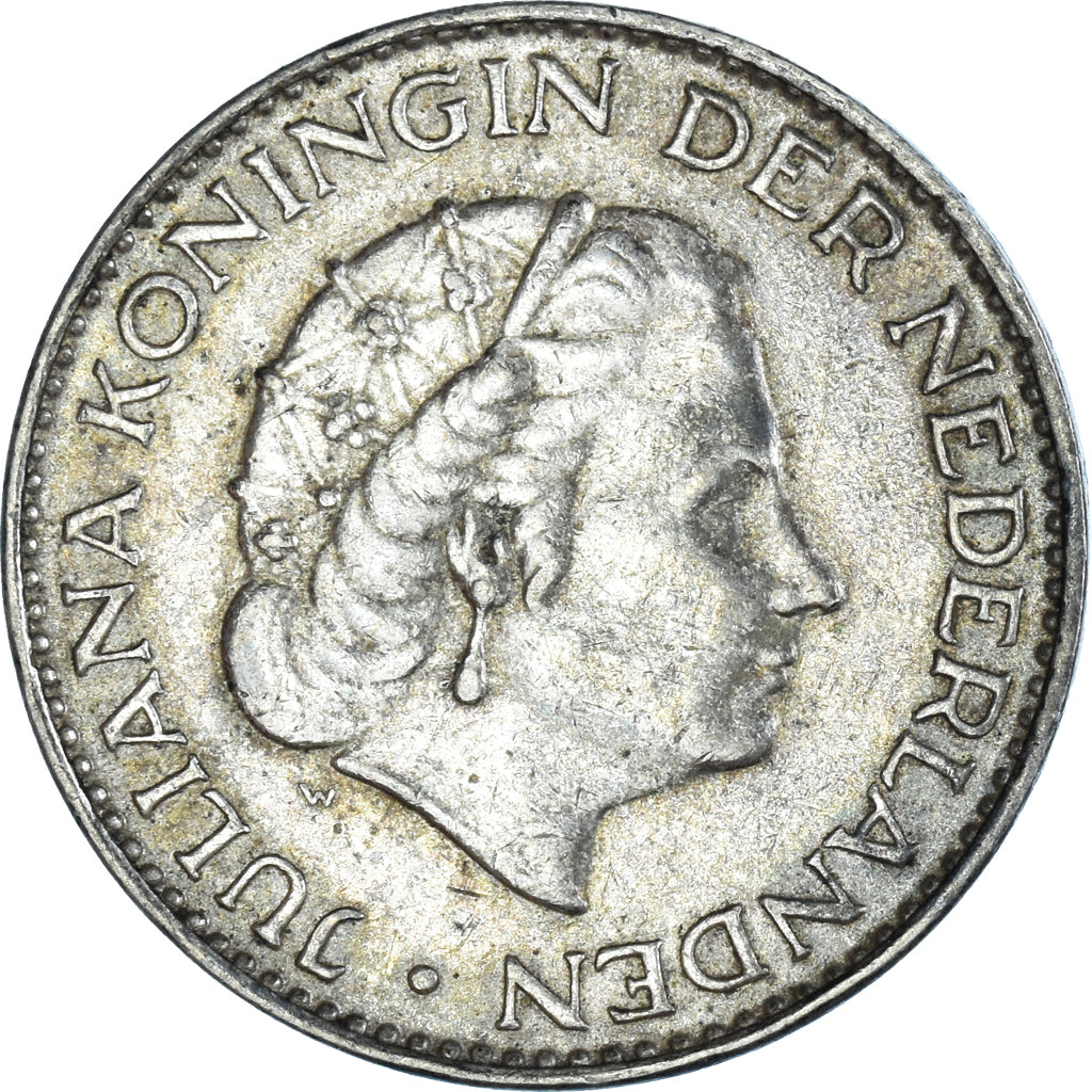 Coin, Netherlands, Juliana, Gulden, 1958, EF(40-45), Silver, KM:184