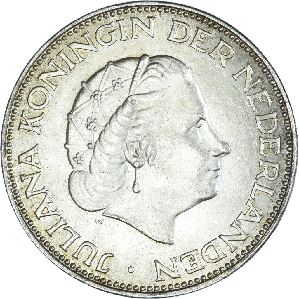 Coin, Netherlands, Juliana, 2-1/2 Gulden, 1960, AU(55-58), Silver, KM:185