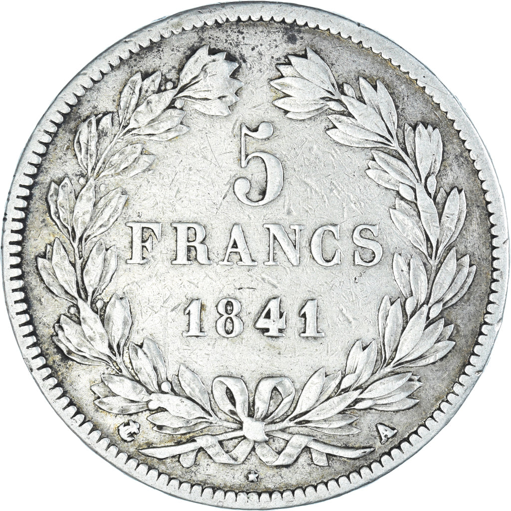 Moneda, Francia, Louis-Philippe, 5 Francs, 1841, Paris, BC+, Plata, KM:749.1