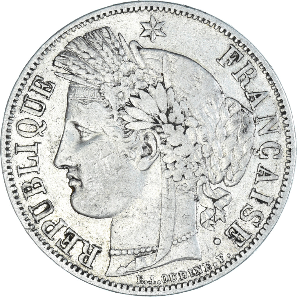 Moneta, Francia, Cérès, 5 Francs, 1850, Paris, MB+, Argento, KM:761.1