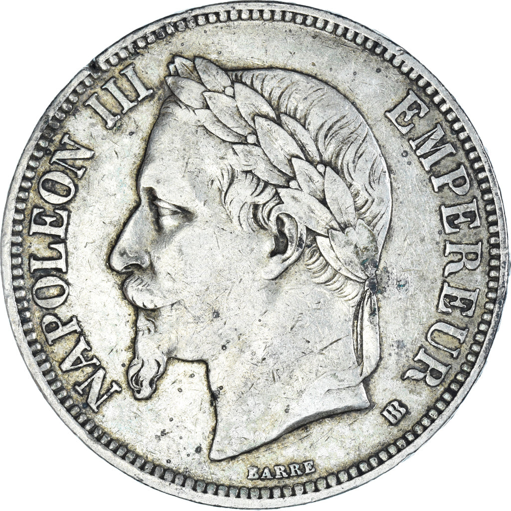 Moneta, Francia, Napoleon III, 5 Francs, 1869, Paris, MB, Argento, KM:799.1