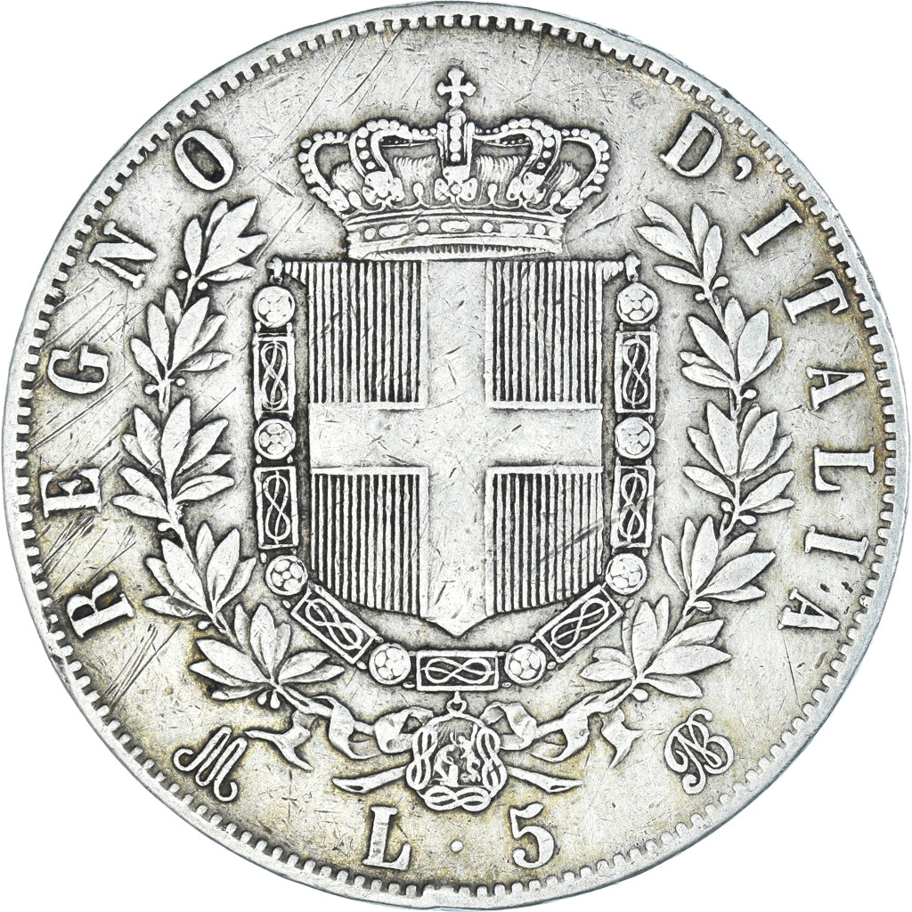 Coin, Italy, Vittorio Emanuele II, 5 Lire, 1872, Milan, VF(30-35), Silver