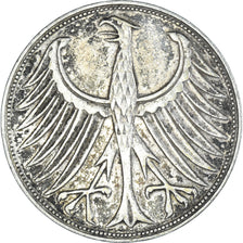 Coin, GERMANY - FEDERAL REPUBLIC, 5 Mark, 1957, Stuttgart, EF(40-45), Silver