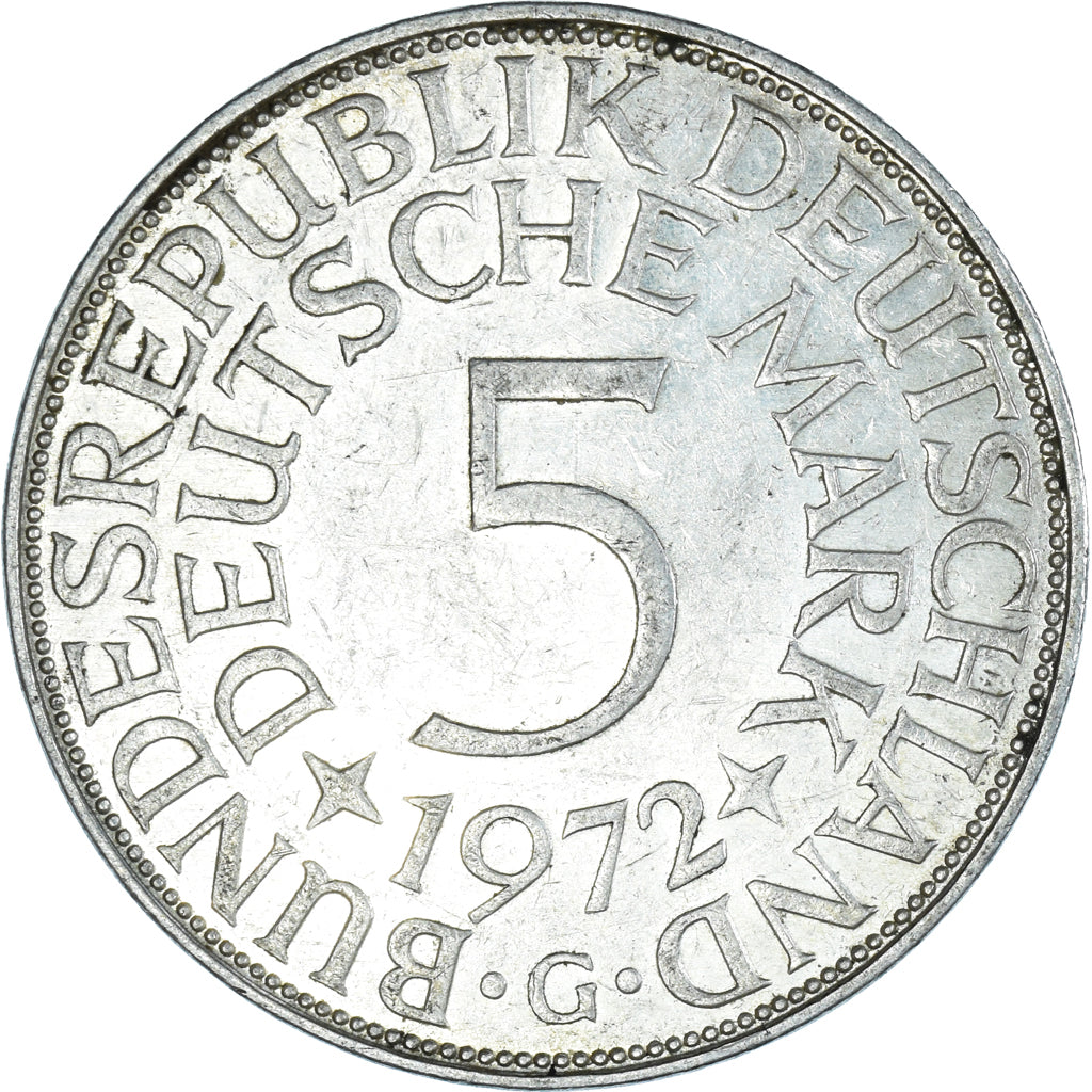 Moneta, GERMANIA - REPUBBLICA FEDERALE, 5 Mark, 1972, Karlsruhe, SPL-, Argento