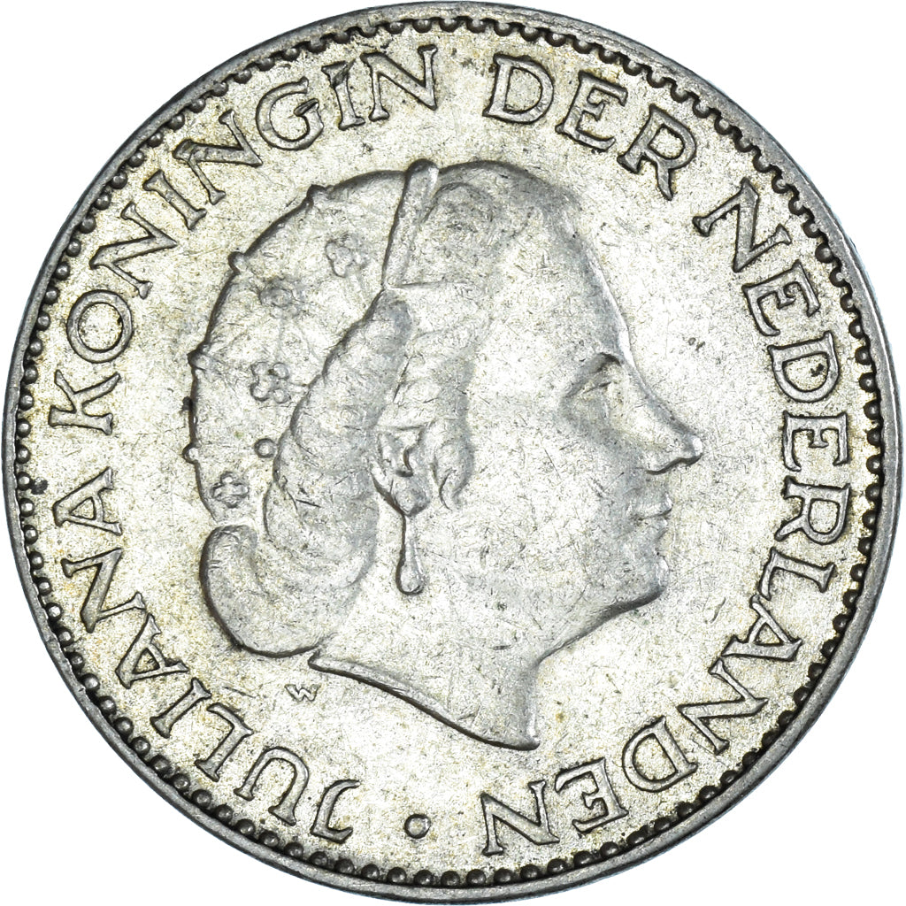 Coin, Netherlands, Juliana, Gulden, 1957, EF(40-45), Silver, KM:184