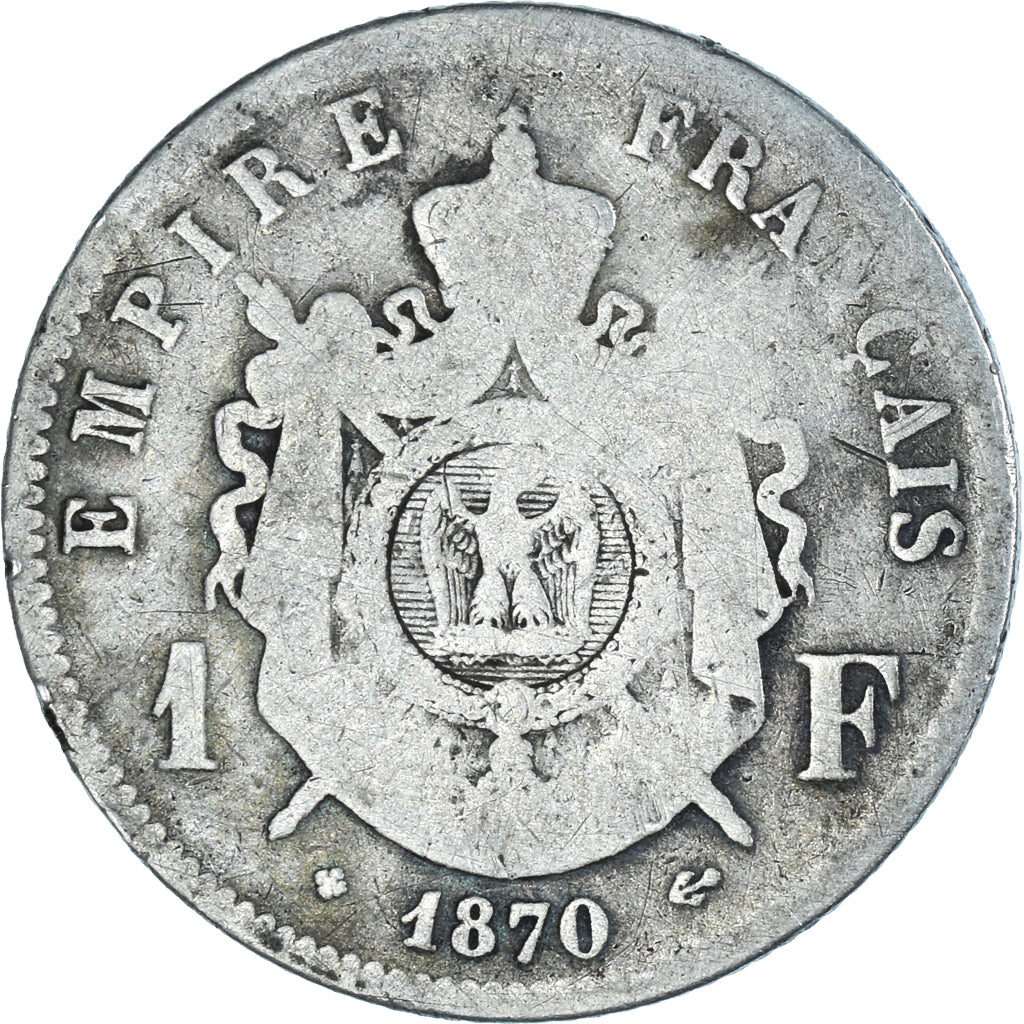 Coin, France, Napoleon III, Napoléon III, Franc, 1870, Strasbourg, F(12-15)