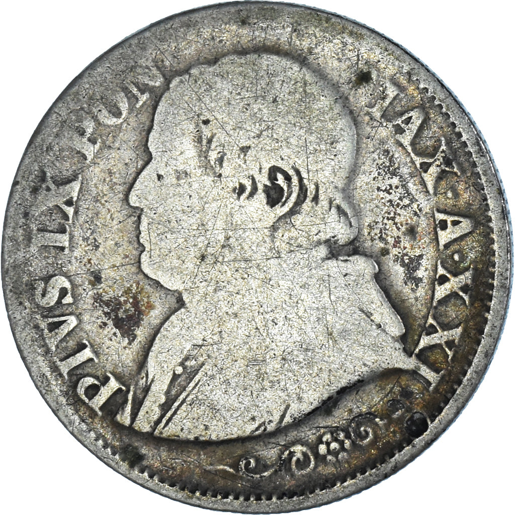 Coin, ITALIAN STATES, PAPAL STATES, Pius IX, 10 Soldi, 50 Centesimi, 1866, Roma