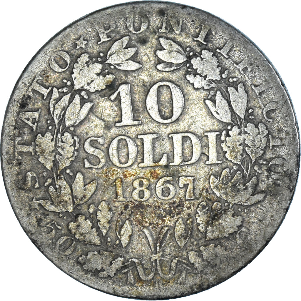 Coin, ITALIAN STATES, PAPAL STATES, Pius IX, 10 Soldi, 50 Centesimi, 1867, Roma