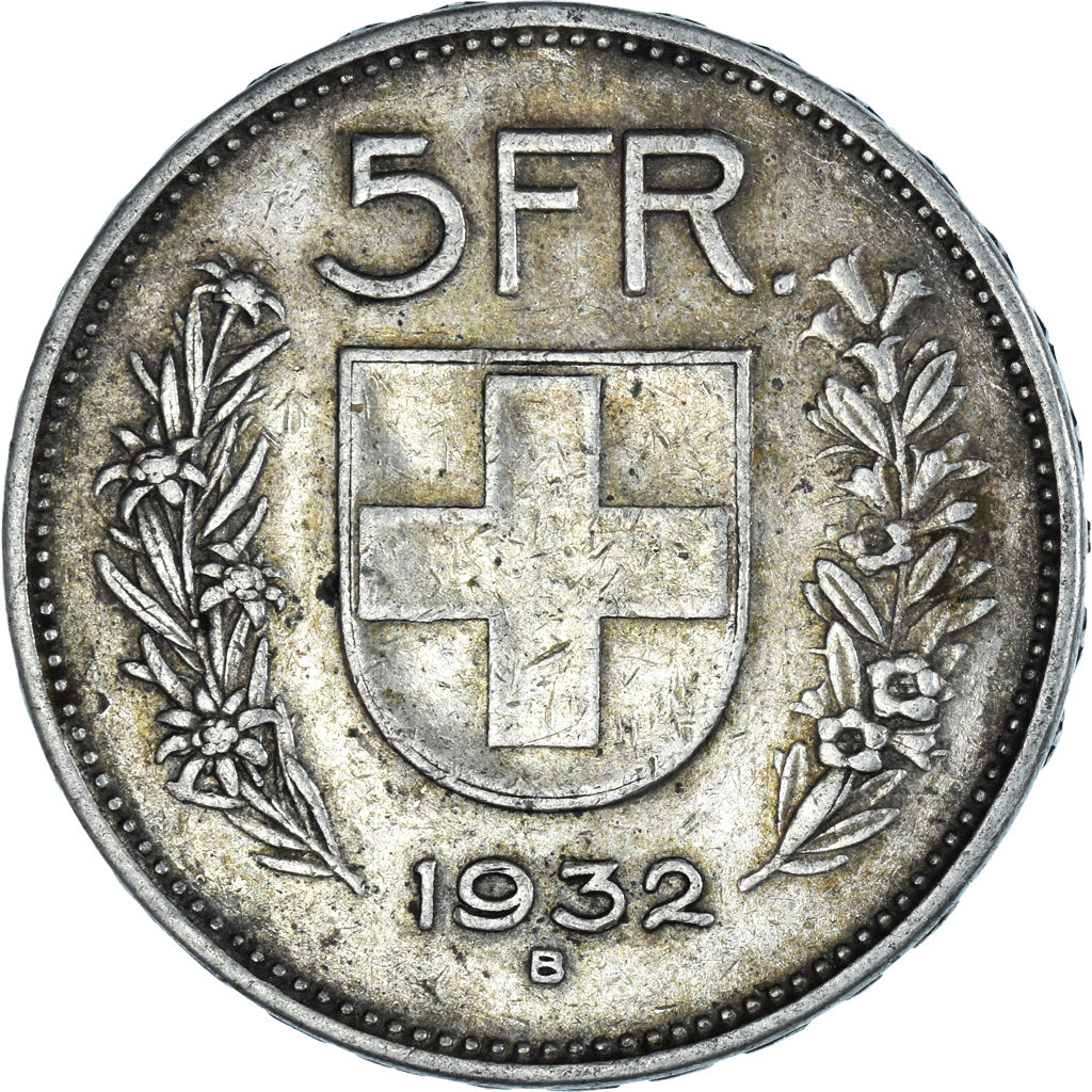 Coin, Switzerland, 5 Francs, 1932, Bern, EF(40-45), Silver, KM:40