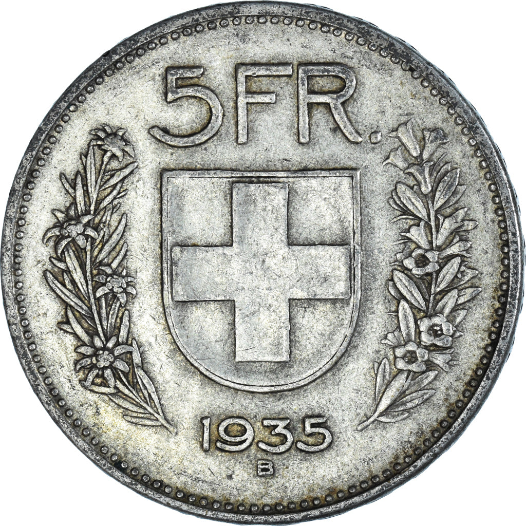 Coin, Switzerland, 5 Francs, 1935, Bern, EF(40-45), Silver, KM:40