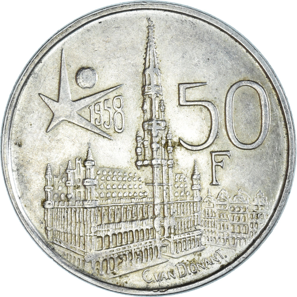 Moneta, Belgio, 50 Francs, 50 Frank, 1958, Brussels, BB+, Argento, KM:151.1