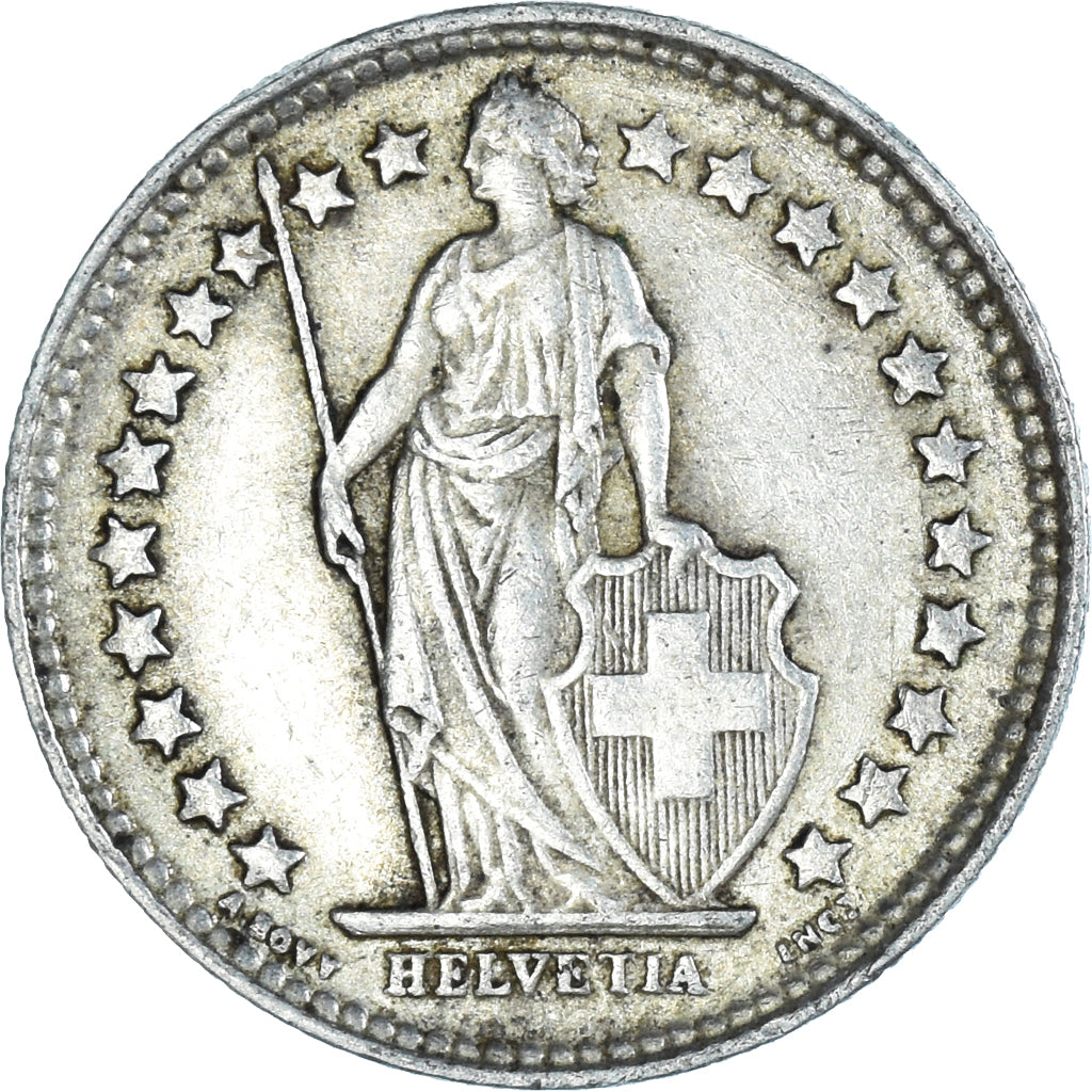 Coin, Switzerland, 1/2 Franc, 1920, Bern, AU(55-58), Silver, KM:23