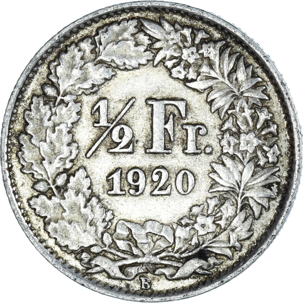 Coin, Switzerland, 1/2 Franc, 1920, Bern, AU(55-58), Silver, KM:23