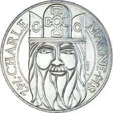 Coin, France, Charlemagne, 100 Francs, 1990, Paris, AU(55-58), Silver, KM:982