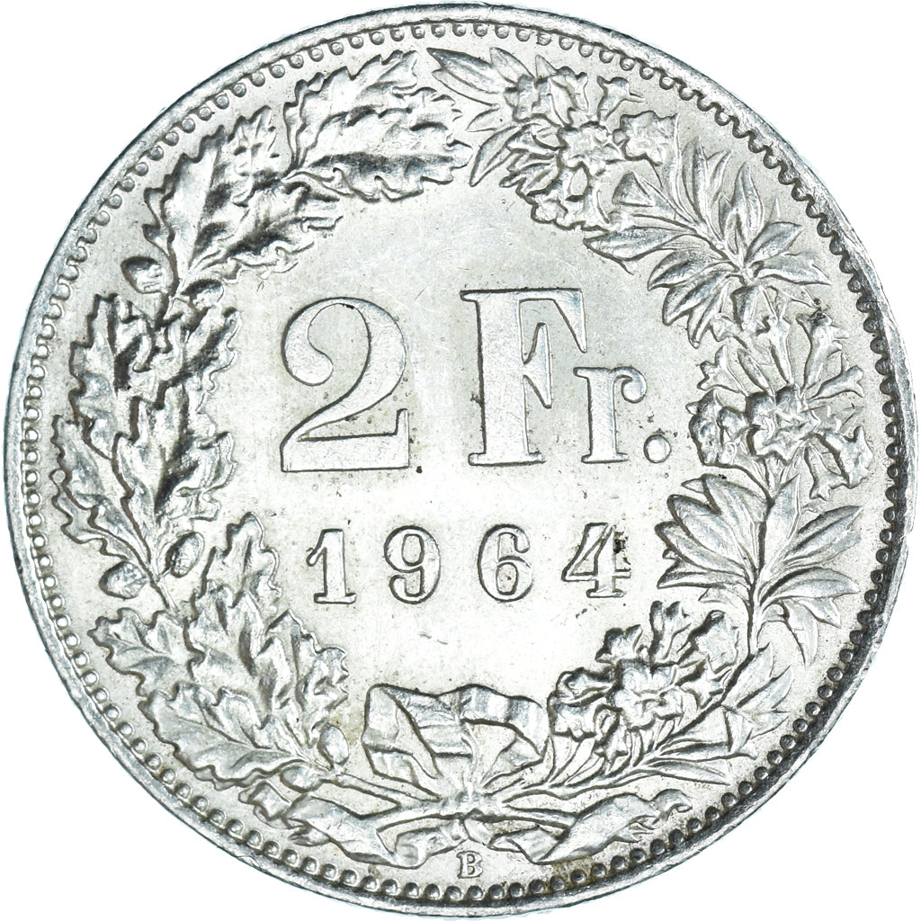 Münze, Schweiz, 2 Francs, 1964, Bern, UNZ+, Silber, KM:21
