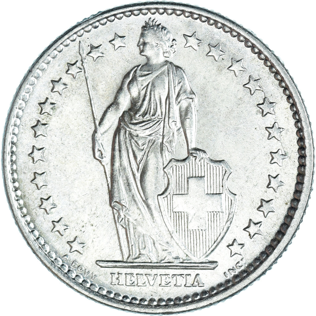 Coin, Switzerland, 2 Francs, 1965, Bern, MS(64), Silver, KM:21