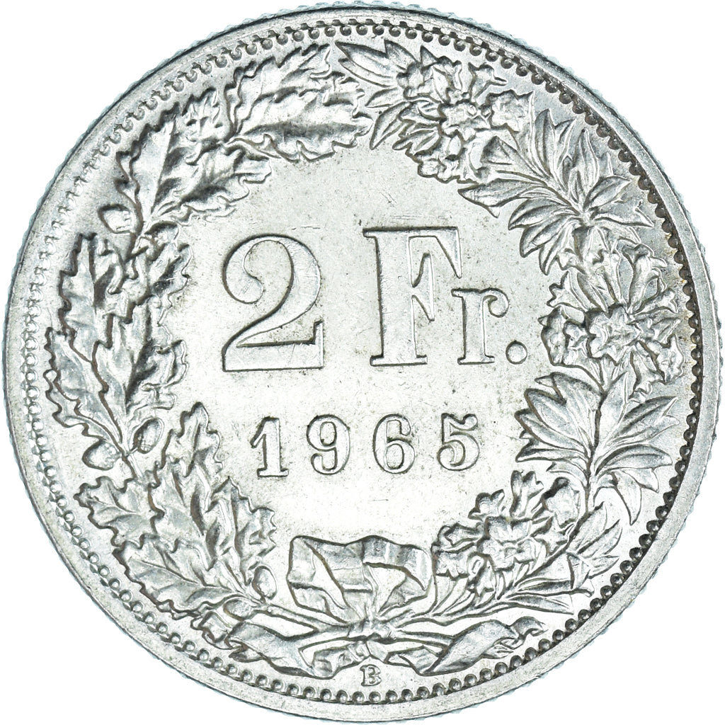 Coin, Switzerland, 2 Francs, 1965, Bern, MS(64), Silver, KM:21