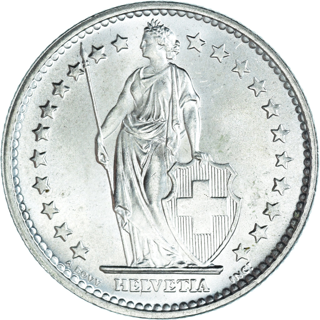 Münze, Schweiz, 2 Francs, 1967, Bern, UNZ+, Silber, KM:21