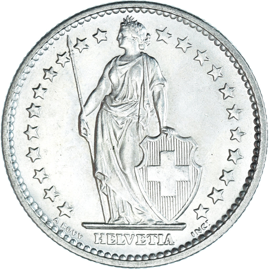 Moeda, Suíça, 2 Francs, 1967, Bern, MS(64), Prata, KM:21