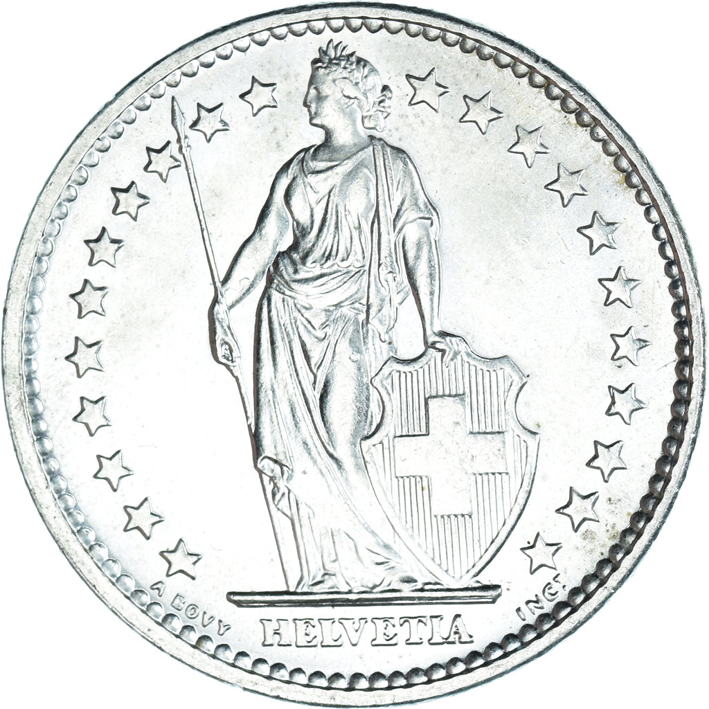 Coin, Switzerland, 2 Francs, 1967, Bern, MS(65-70), Silver, KM:21