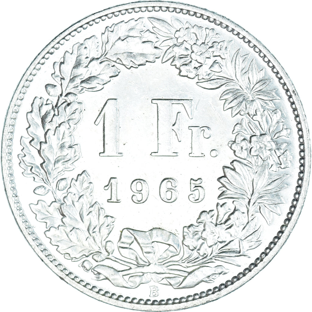 Moneta, Szwajcaria, Franc, 1965, Bern, MS(64), Srebro, KM:24
