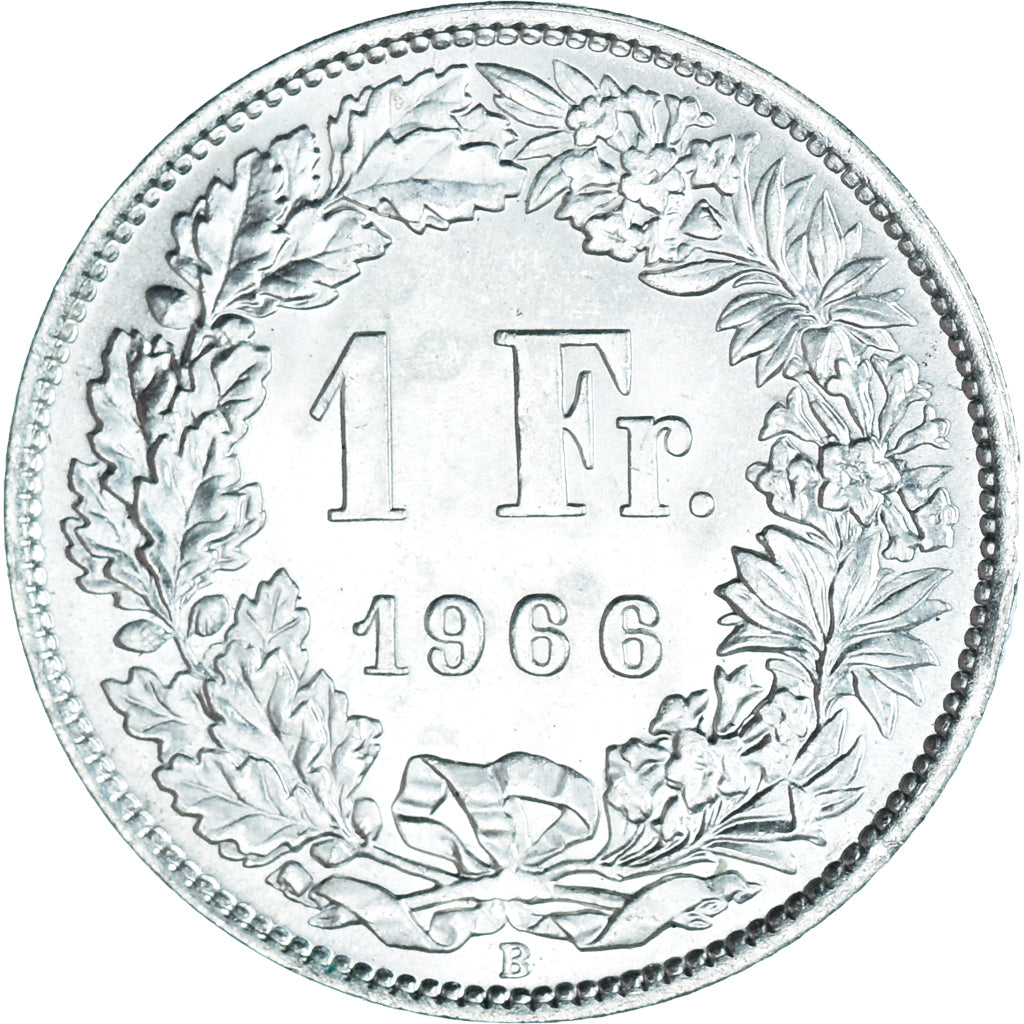 Coin, Switzerland, Franc, 1966, Bern, MS(64), Silver, KM:24
