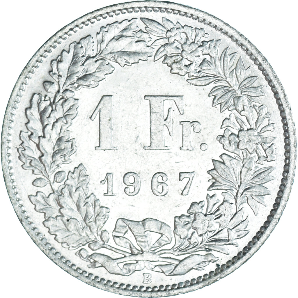 Coin, Switzerland, Franc, 1967, Bern, MS(63), Silver, KM:24