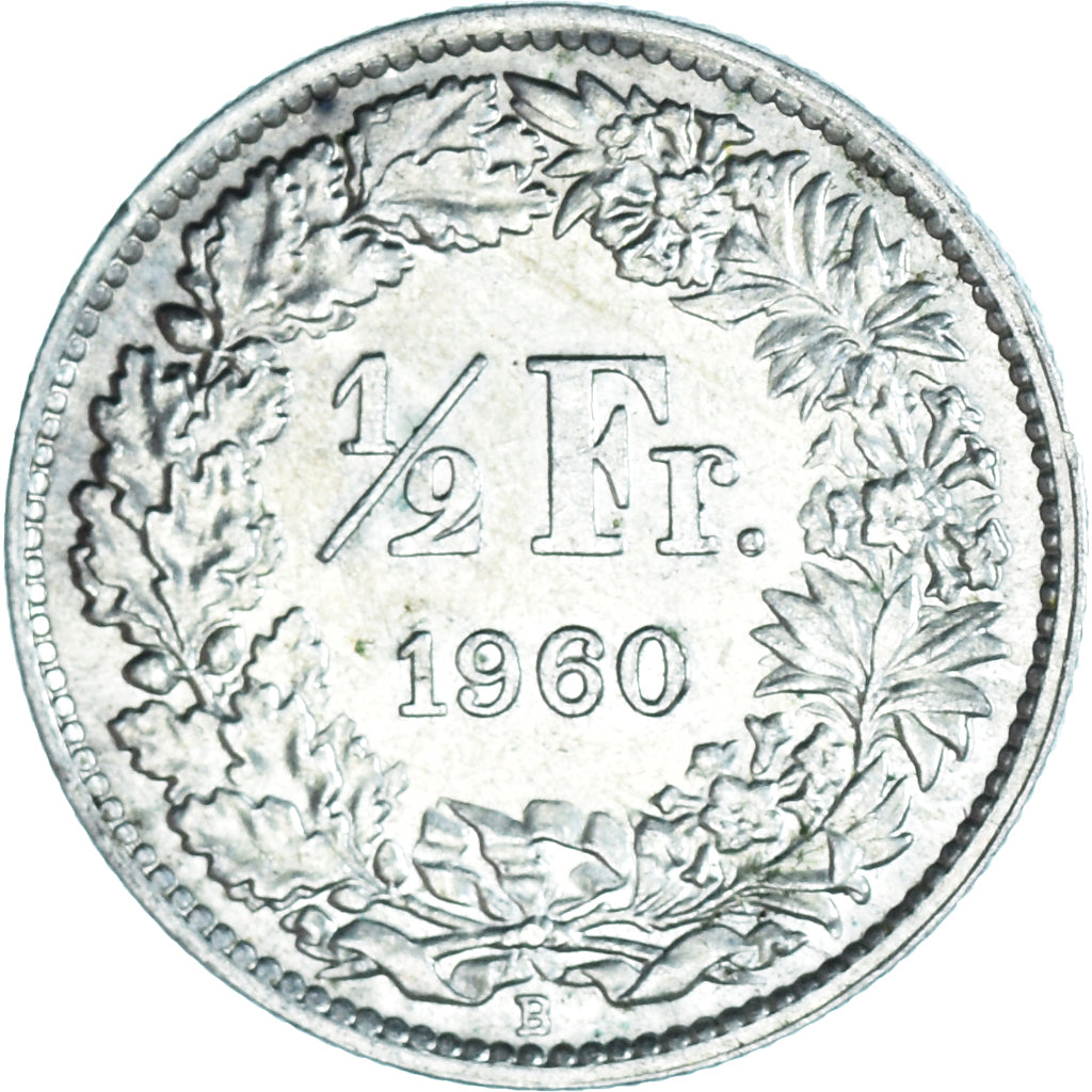 Moneta, Szwajcaria, 1/2 Franc, 1960, Bern, MS(60-62), Srebro, KM:23