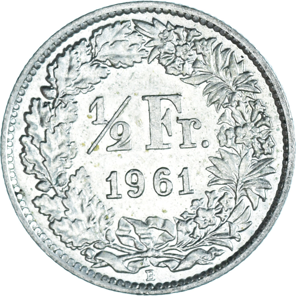 Moneta, Svizzera, 1/2 Franc, 1961, Bern, SPL, Argento, KM:23