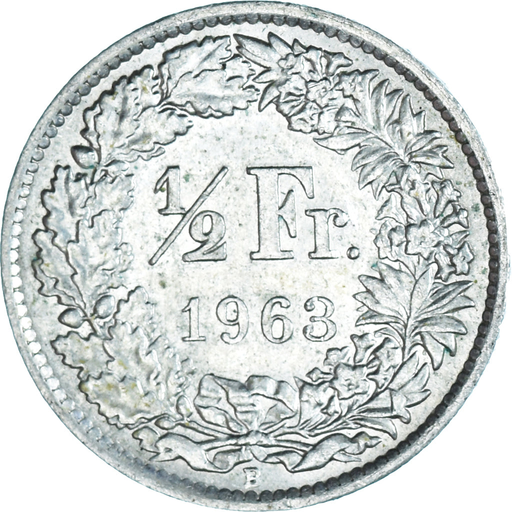 Moneta, Szwajcaria, 1/2 Franc, 1963, Bern, MS(63), Srebro, KM:23