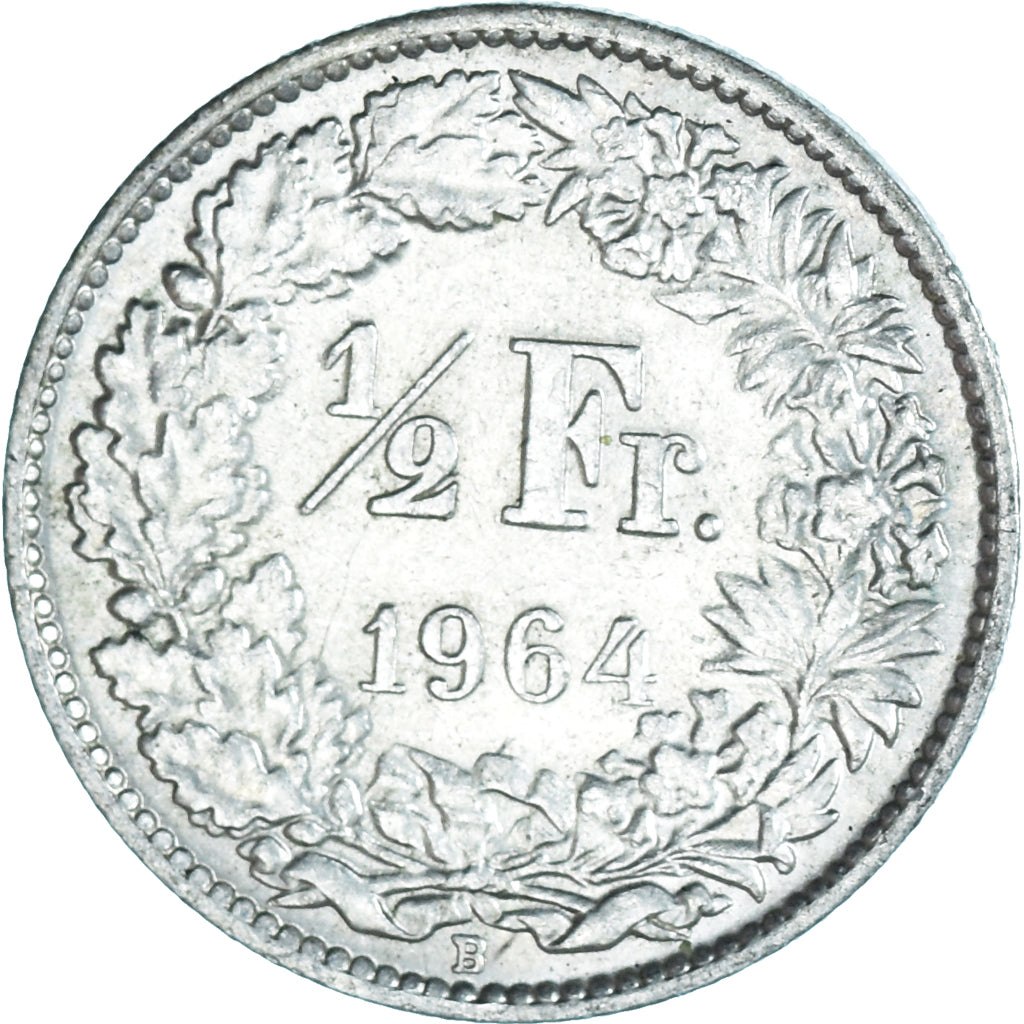Münze, Schweiz, 1/2 Franc, 1964, Bern, UNZ+, Silber, KM:23