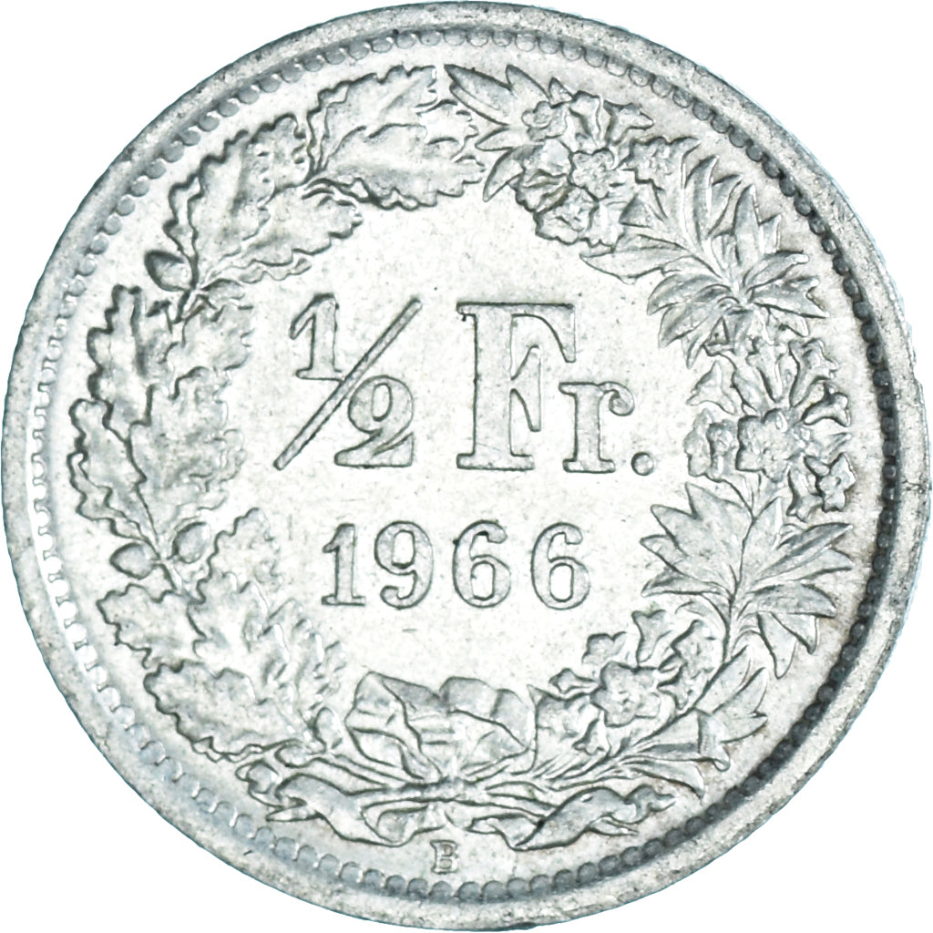 Moneta, Szwajcaria, 1/2 Franc, 1966, Bern, MS(63), Srebro, KM:23