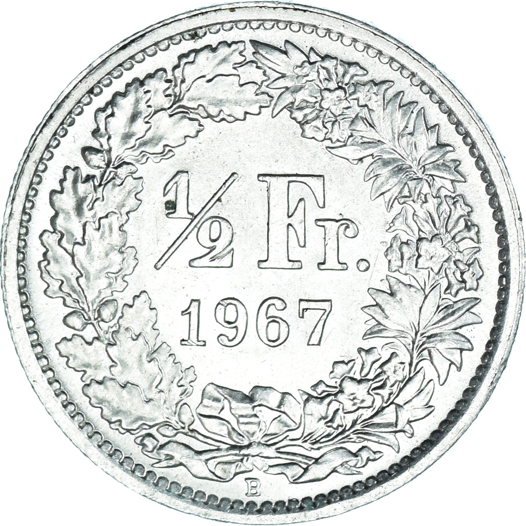 Munten, Zwitserland, 1/2 Franc, 1967, Bern, UNC, Zilver, KM:23