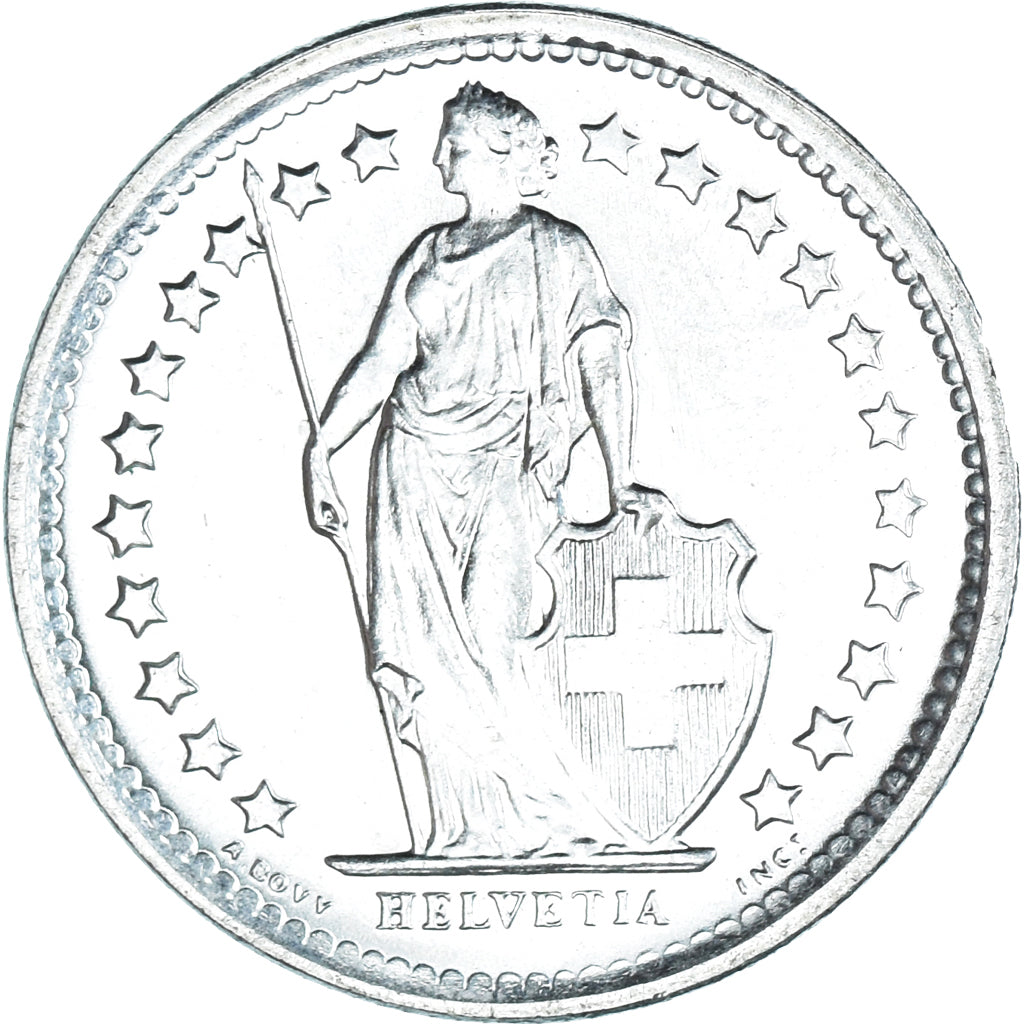 Coin, Switzerland, 1/2 Franc, 1967, Bern, MS(65-70), Silver, KM:23